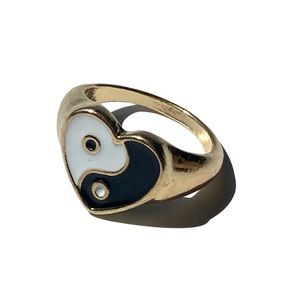Heart Shaped Gold Yin Yang Ring